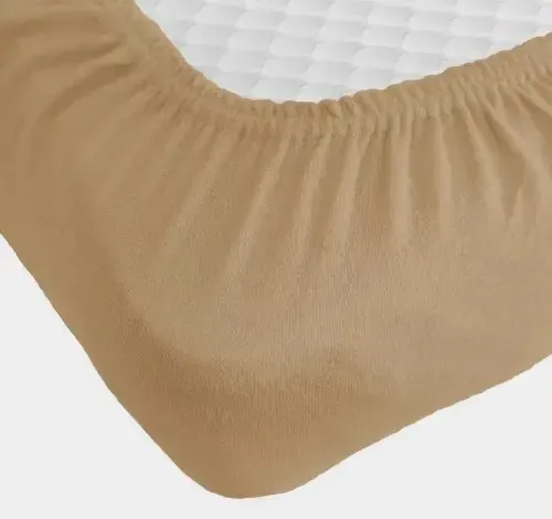 бежевая Простынь махровая на резинке с наволочками Anisa (220х240+30 см) Коломия - фото 2