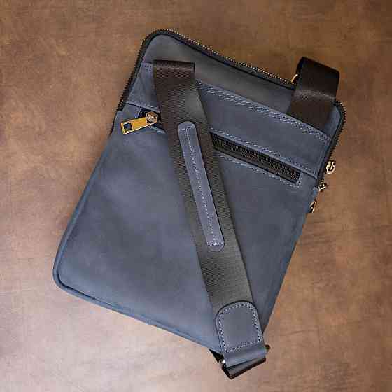 Сумка мужская планшет на два отделения винтажная кожаная SHVIGEL 11284 Синяя Киев