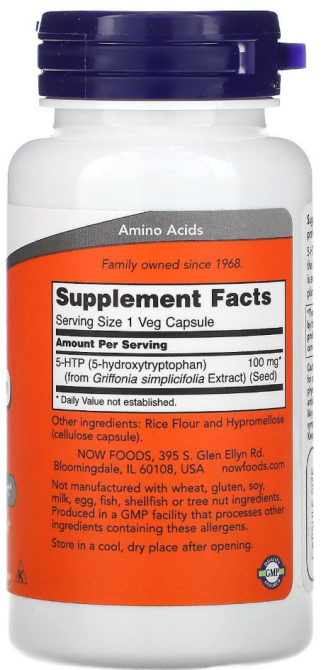 5-гидрокситриптофан 100 мг Now Foods 5-HTP 60 капс Киев - изображение 2