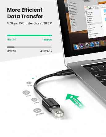 Type-C OTG кабель-адаптер Ugreen US203 30701 (Черный, 15см) Николаев