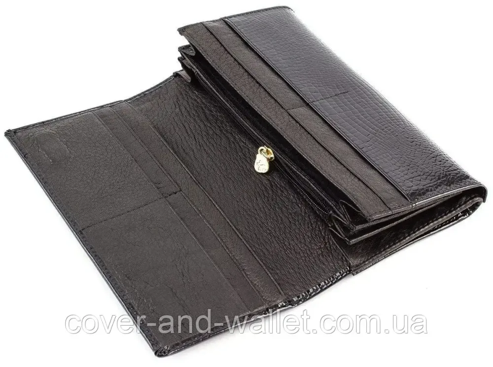 Чорний лаковий жіночий гаманець на магнітній фіксації на багато карток MC 403-2480 Київ - фото 7