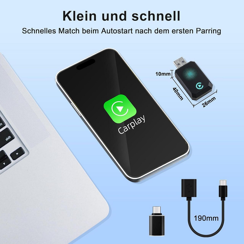 Карплей бездротовий адаптер для авто для Apple iPhone iOS 10+, перетворення дротового CarPlay для машин з 2016 року Plug and Play Київ - фото 4