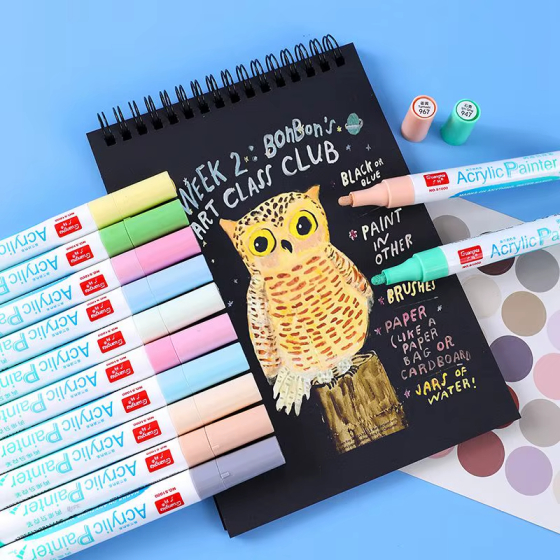 Набір акрилових маркерів GuangNa, 36 кольорів, для малювання по дереву, склу, тканині, розмальовок і творчості Кам'янець-Подільський