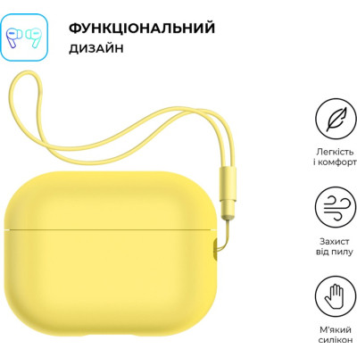 Чехол для наушников Armorstandart Silicone Case with straps для Apple Airpods Pro 2 Yellow (ARM68619) Винница - изображение 2
