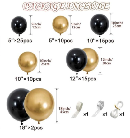 Набір повітряних куль «Чорне золото», прикраса для весілля, дня народження, вечірки Кам'янець-Подільський