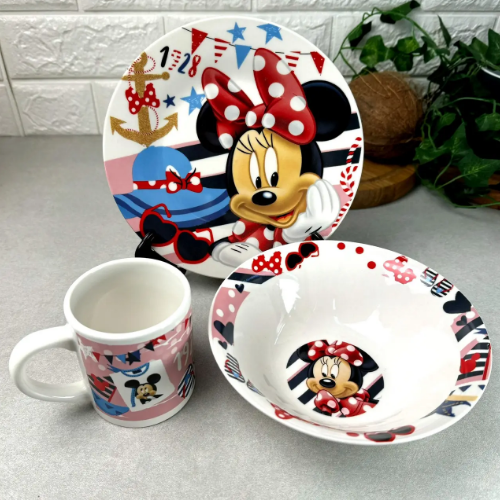 Набір дитячого посуду Мінні Маус 3 пр.:(тарілка/миска/чашка) порцеляна TO-9 Interos Житомир - изображение 4