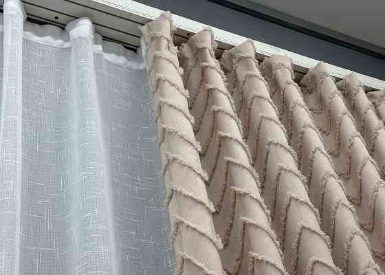 Шторная ткань Лен Букле цвет пудровый 1813ш Киев