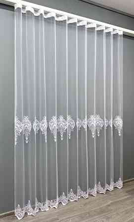 Тюль VR-Textil 1844т Фатин з вишивкою та люрексом Холодний білий 350х270 см (42-0950) Київ