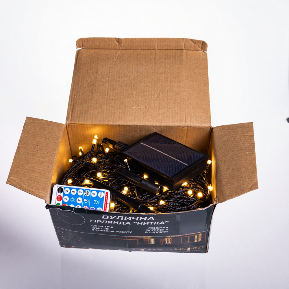Вулична новорічна гирлянда 100 м, 1000 LED, жовте світло Київ - фото 5