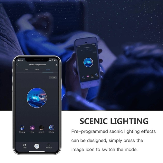 Лазерний проектор зоряного неба XS-A1 Wi-Fi Smart нічник Galaxy з керуванням через смартфон, USB, чорний Київ