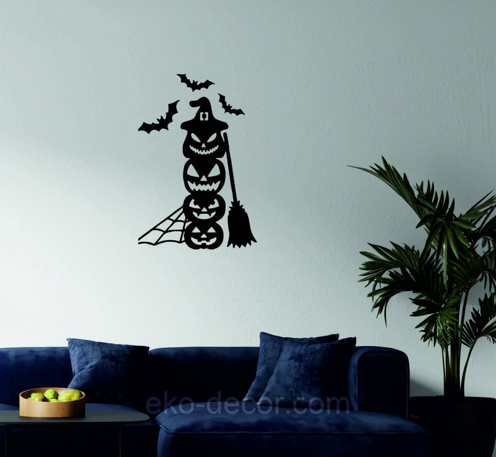 Декоративне настінне Панно «Хеллоуїн — гарбуза», Декор на стіну 70*47 см, Чорний Київ - фото 2