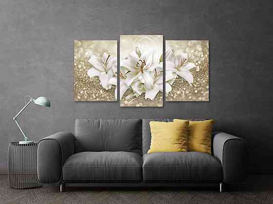 Модульна картина у вітальню/ спальню Лілія в золоті Art-532_3 Київ