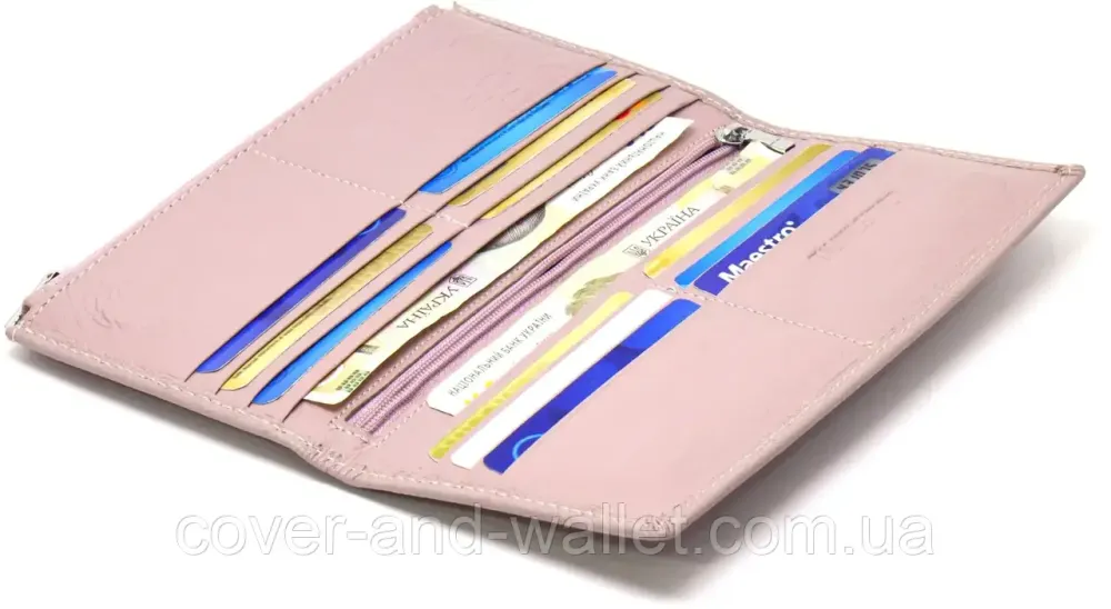 Світло рожевий жіночий тонкий гаманець на магнітах та блискавці ST 006 pink Київ - фото 8