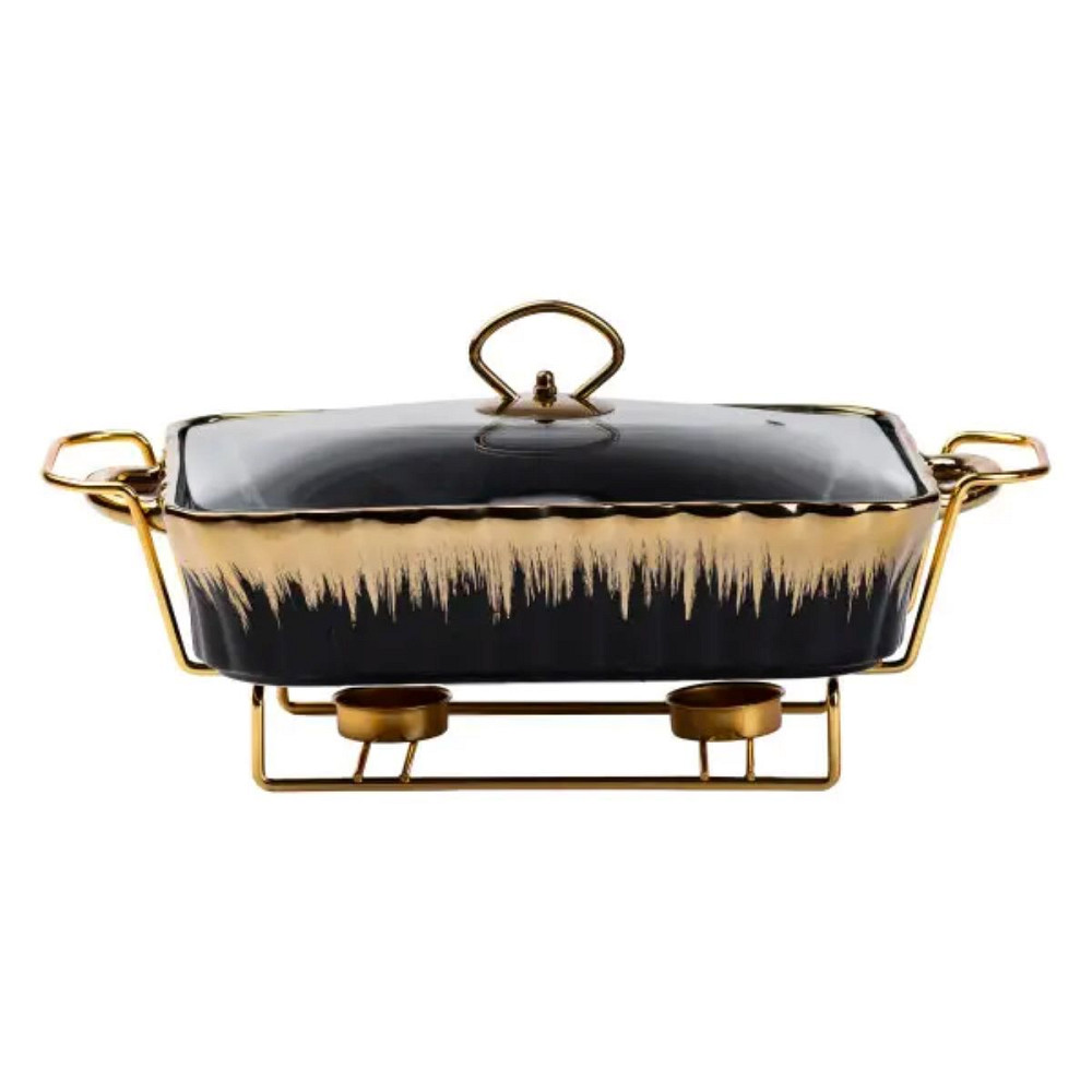 Yiwu Настільний марміт для підігріву других страв 1,5-літровий квадратний порцелянаовий марміт Коломия - фото 1