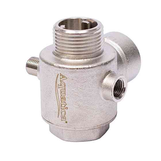 З'єднувач п'ятививідний + зворотний клапан 80 мм M1"×F1"×F1/4"×F1/4" Silver 480 г AQUATICA (779601) Київ