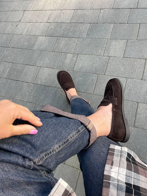 Mermaid Замшеві лофери жіночі класичні шоколадні весна-осінь на низькому ходу р. 36-40 (6047) / Коломия - фото 4