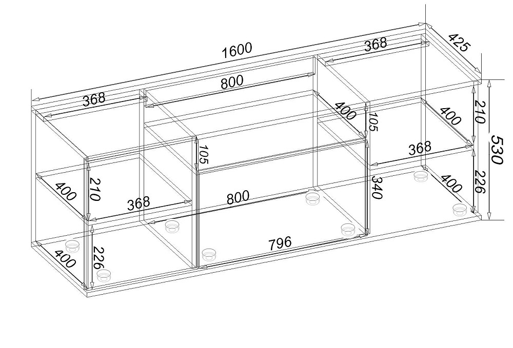 Тумба TV Ketrin К-8, Дуб Крафт Білий, 1600/425/530 Львов - изображение 2