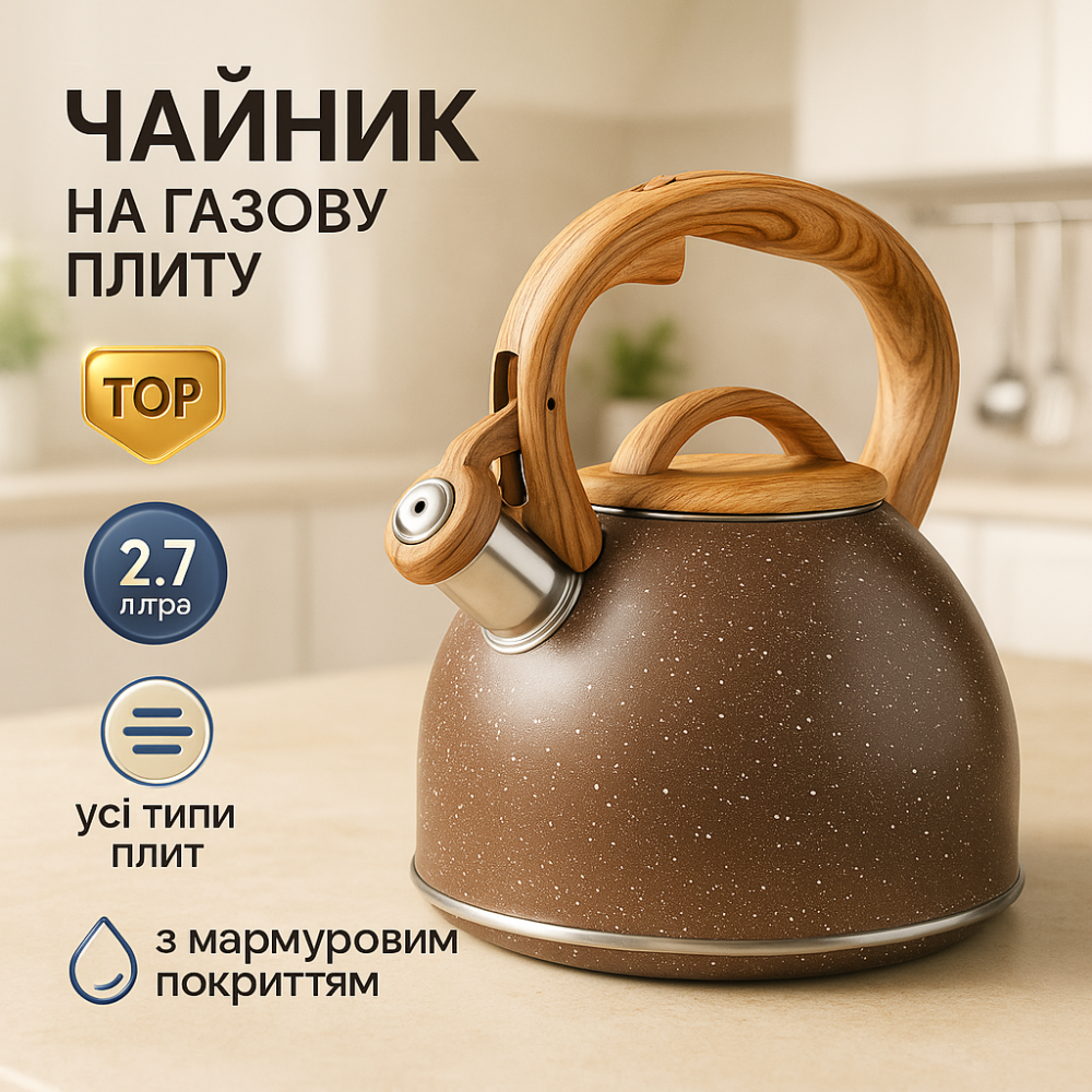 Функциональный чайник из стали со свистком, Прочный чайник со свистком для кухни ID-46 Львов - изображение 11