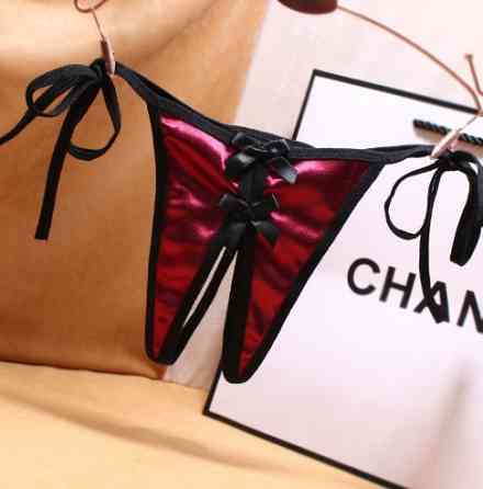 Трусики з розрізом шовкові жіночі універсальний бордово-чорний Київ