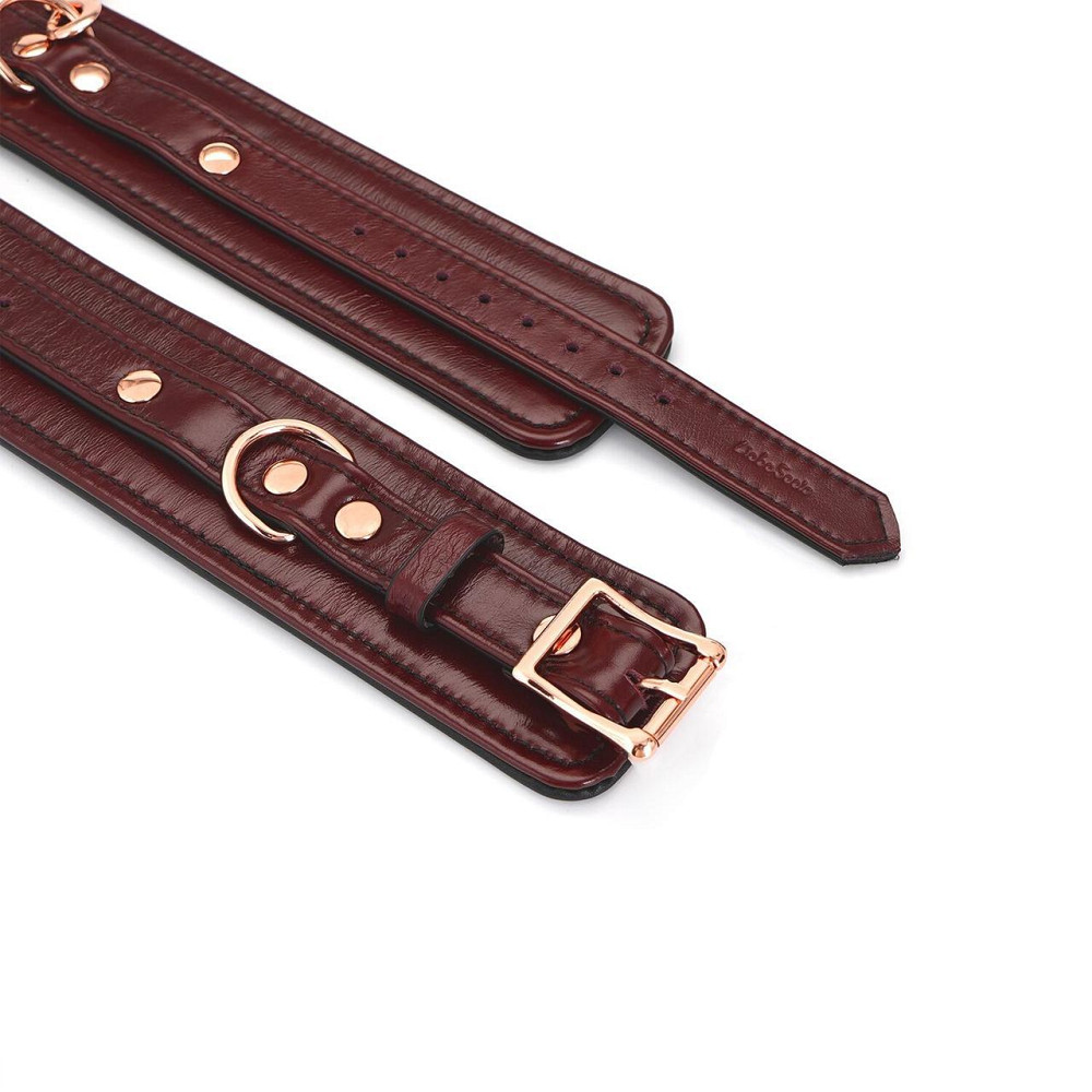 Шкіряні поножі Liebe Seele Wine Red Ankle Cuffs, знімний ланцюжок-кріплення Sex Aura Київ - фото 6