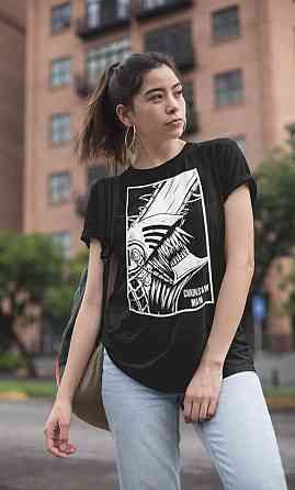 Футболка для хлопчика з аніме принтом Людина-бензопила оверсайз (зріст від 165 до 180) Чорний AnimeJ0949m Дніпро