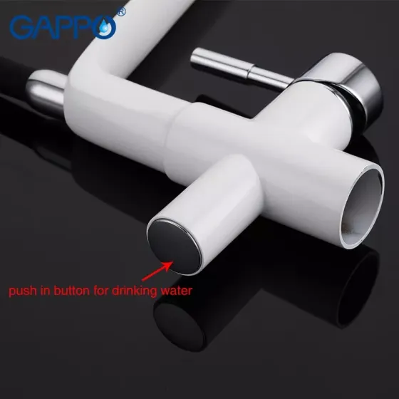 Змішувач для кухні на дві води GAPPO G4398-9 з гнучким виливом, білий/чорний Київ