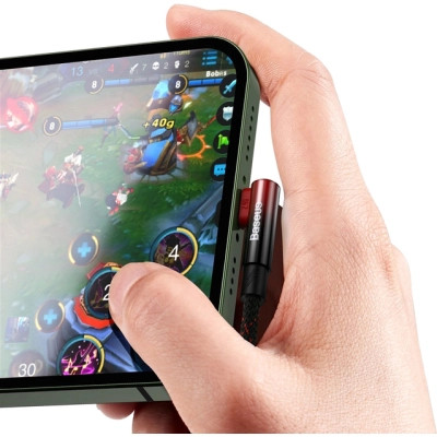 Дата кабель USB 2.0 AM to Lightning 1.0m 2.4A 90° corner black/red Baseus (CAVP000020) Вінниця - фото 6