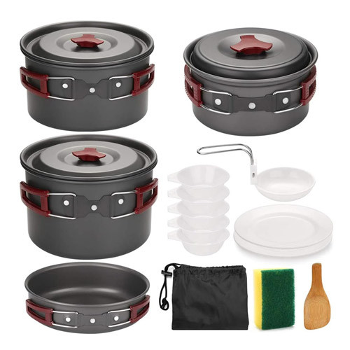 Набор походной посуды складной на 5 персон, 13 предметов, алюминий, AL-500 Винница - изображение 1