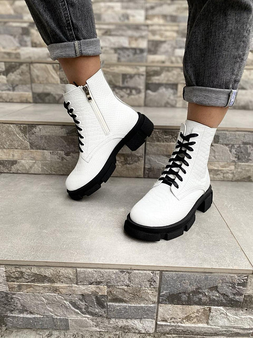 Черевики жіночі GREMMY білий дракон натуральна шкіра висота 13 см розмір 38 (4176) Коломия - фото 6