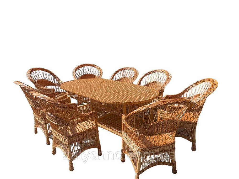 Меблі плетені на 8 осіб з овальним великим столом Київ - фото 3
