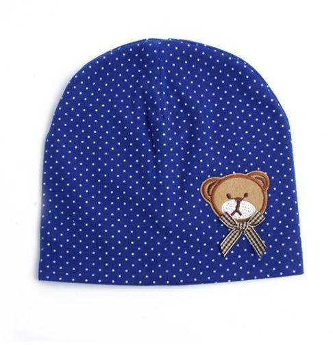 Шапка детская с мишкой в горошек one size синий Киев - изображение 1