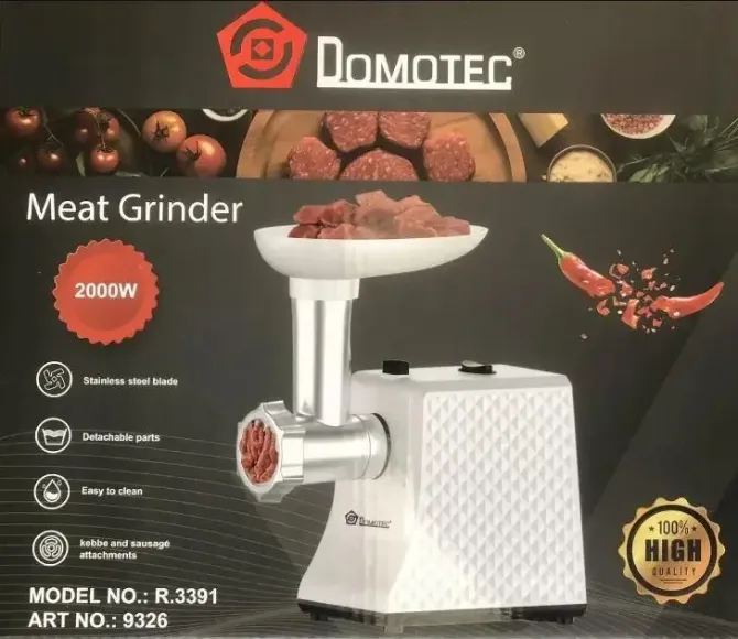 Мясорубка Domotec R3391 2000 Вт с реверсом, насадкой для колбас, 3 решетки, ножи из нержавеющей стал Киев - изображение 2