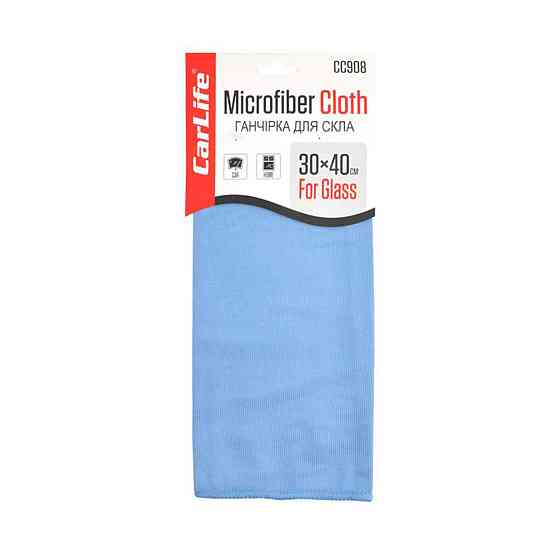 Ганчірка з мікрофібри CarLife для скла, 30x40 см, синя Киев