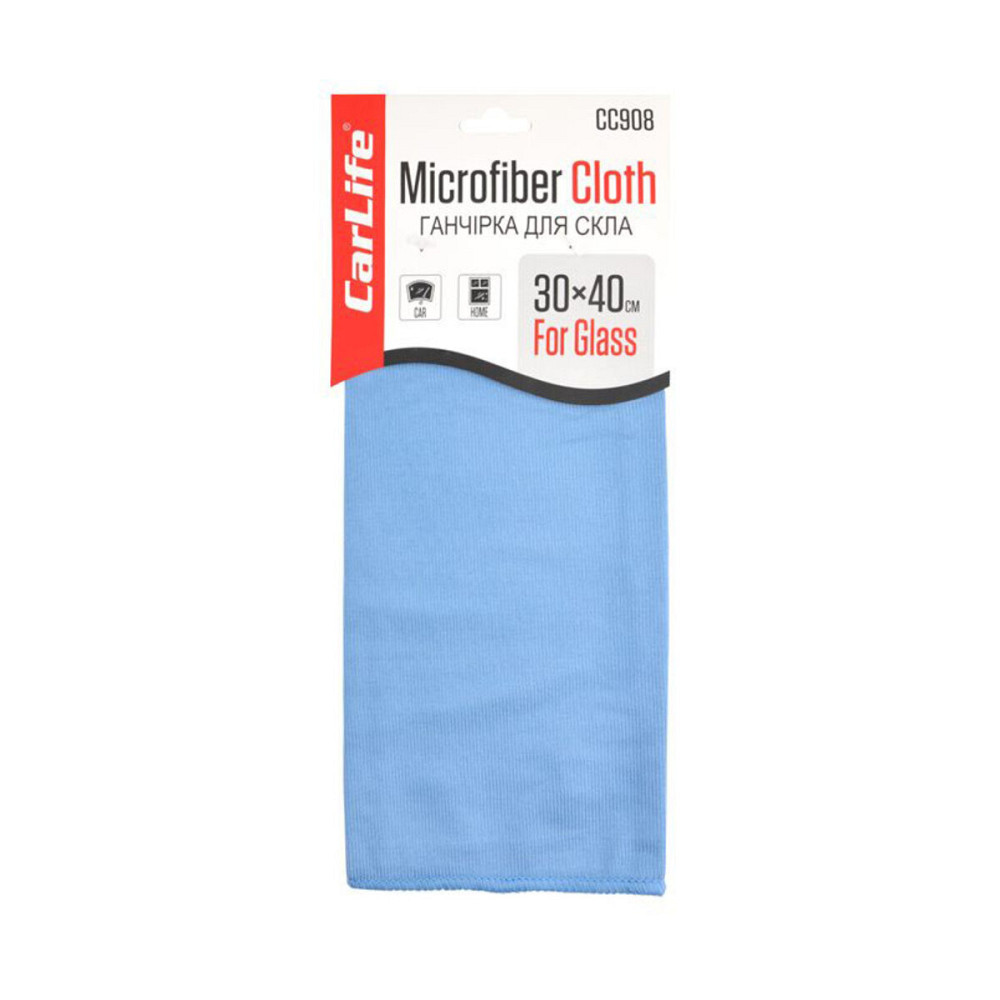 Ганчірка з мікрофібри CarLife для скла, 30x40 см, синя Киев - изображение 1