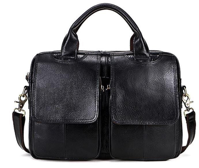 Сумка для ноутбуку з натуральної шкіри Vintage 14868 Чорна Київ - фото 6