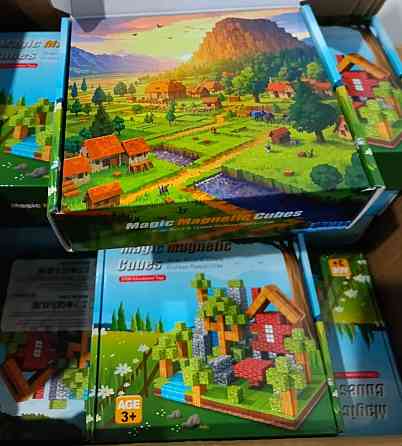 Магнитный конструктор майнкрафт 100шт +3фигурки. Киев