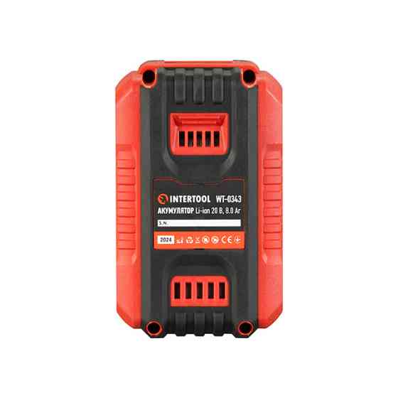 Акумулятор INTERTOOL WT-0343, 20 В, Li-Ion, 8,0 Аг, індикатор рівня заряду - для інструментів 20V Львів