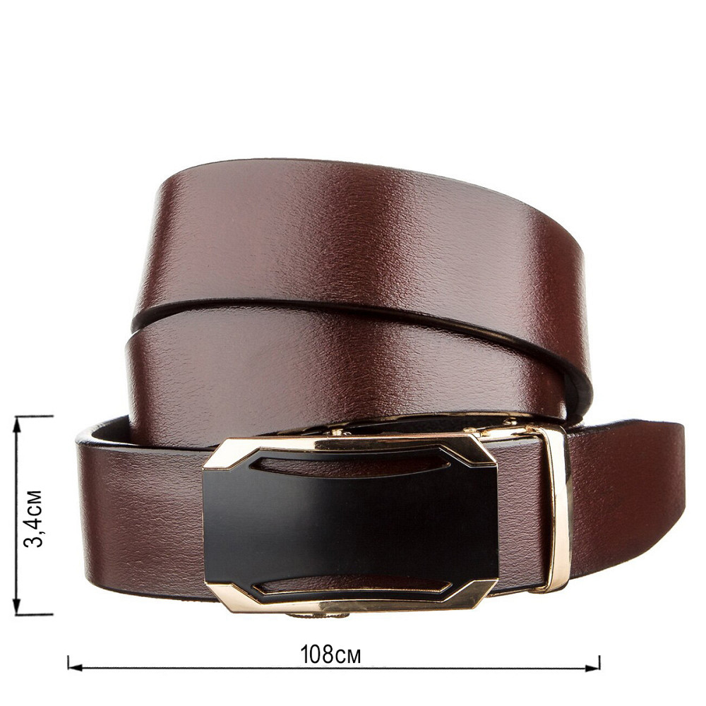 Деловой мужской ремень с автоматической пряжкой Коричневый (Vintage) Киев - изображение 7