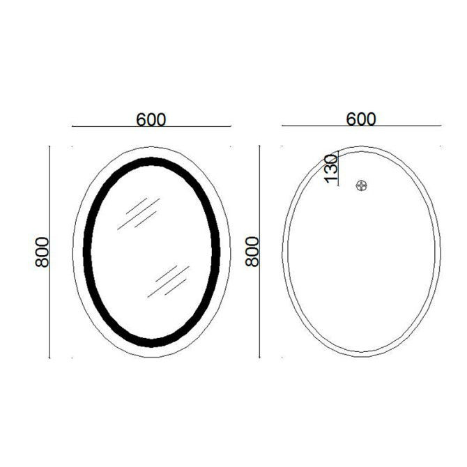 Дзеркало овальне для ванної Lidz Vida 800х600 з LED-підсвіткою Touch, з антизапотіванням, LD78LF6080 Харків - фото 2
