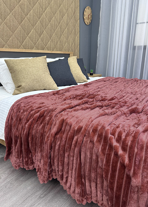 Плед-покривало смужка Шарпей 200х225 см (+-10см) Кораловий (87-153) Київ - фото 3