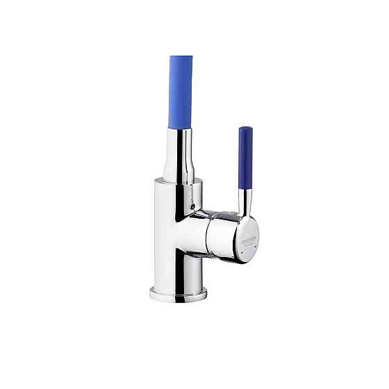 Смеситель для кухни с гибким изливом Kroner KRM Kuche - C132BLE хром/синий Киев