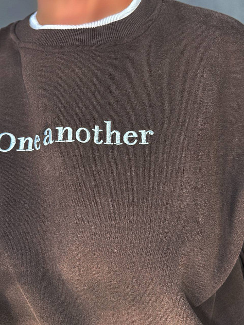 Костюм женский A-N 27063 свитшот и джогеры оверсайз с вышивкой коричневый, коричневый, S Киев - изображение 20