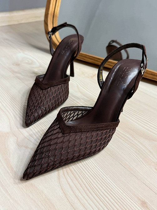Туфли женские Meideli 2051-8 слинбеки сетка на шпильке коричневые, 38, 25 см Киев - изображение 1