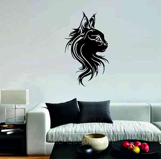 Декоративное настенное Панно «Кот» Декор на стену 70*42 см, Черный Киев