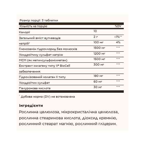 Для суглобів і зв'язок Solgar Glucosamine Hyaluronic Acid Chondroitin MSM 120 табл Київ