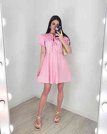 Женское романтичное мини платье-котон Розовый, 46/48 Одесса