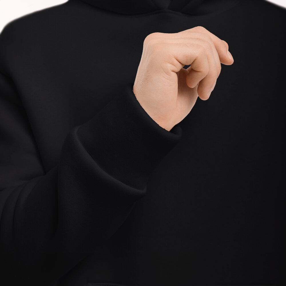 Тепле чоловіче худі на флісі з капюшоном чорне Pobedov 008 ЗИМА Київ - фото 10