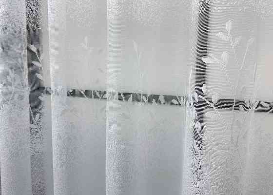 Короткая тюль, высота 1,6 м, жаккард цвет белый 1779т Киев