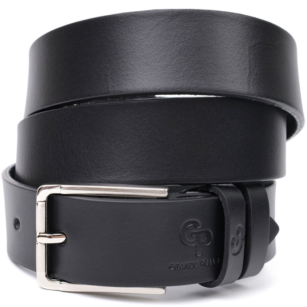 Класичний ремінь брючний для чоловіків з натуральної шкіри GRANDE PELLE 11676 Чорний Київ - фото 10