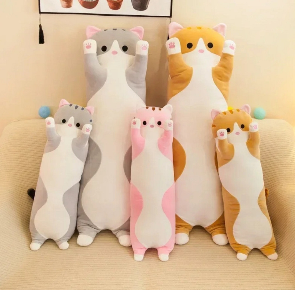 Подушка антистрес мягкая Кот батон 50 см розовой Киев - изображение 4